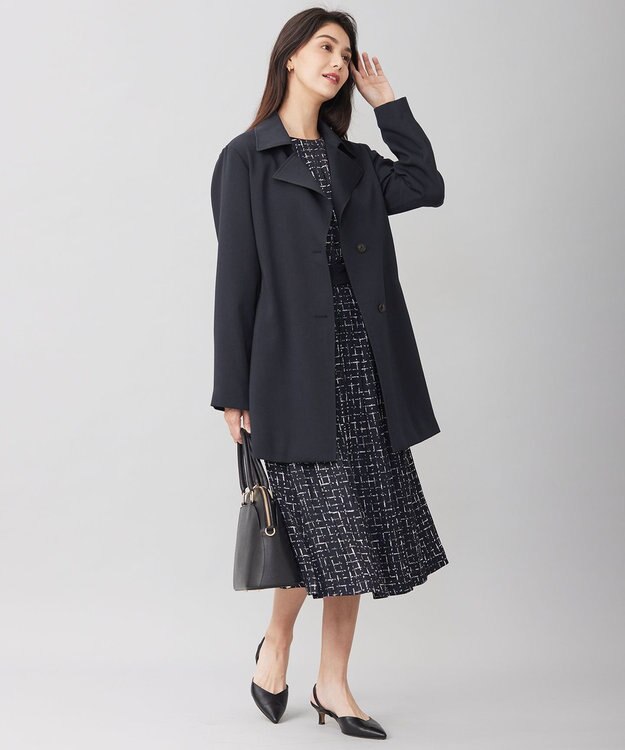 自由区 トロトレンチミドル丈 コート ネイビー系