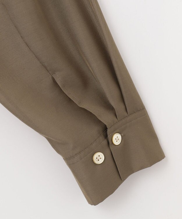 自由区 【洗える/シワになりにくい】オープンカラー シアーブラウス ブラウン系