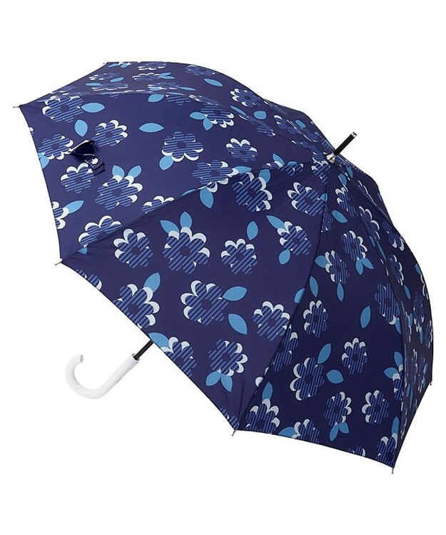 MOONBAT 【超撥水】フロータス (FLO(A)TUS) 長傘 ストライプフラワー 耐風 ネイビーブルー