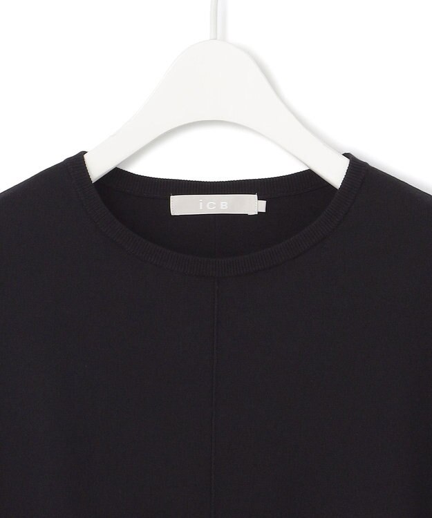 ICB L 【洗える】 ヴィスコースワイド シアーコンビプルオーバー ブラック系