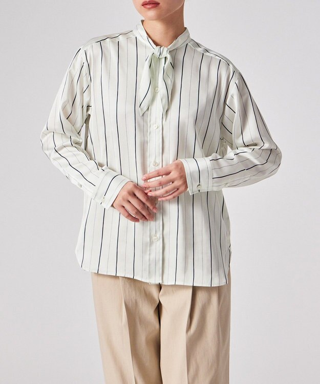 Paul Smith サテンストライプ ブラウス ホワイト