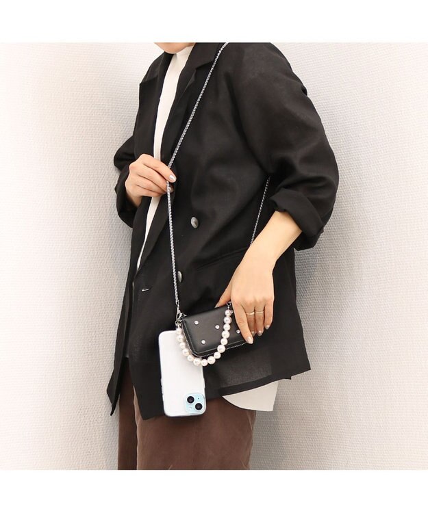 UNBILLION VERYコラボ ペルケ perche / 牛革パールハンドルジャバラウォレット ブラック