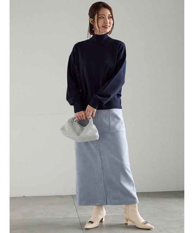 Te chichi ボンディングスエードタイトスカート ブルー