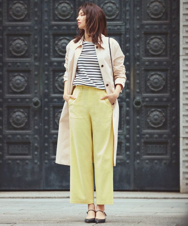 23区 コットンポリエステルギャバジン ステンカラーコート ベージュ系