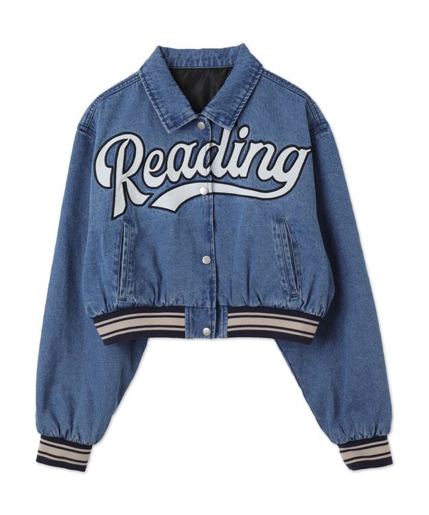 WEGO スタジアムロゴデニムショートスタジャン デニム中濃色