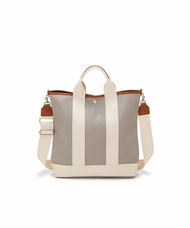 TOPKAPI 【Breath TOPKAPI】スコッチグレイン ネオレザー 縦型 A4 トート バッグ ショルダー付き L ライトグレー