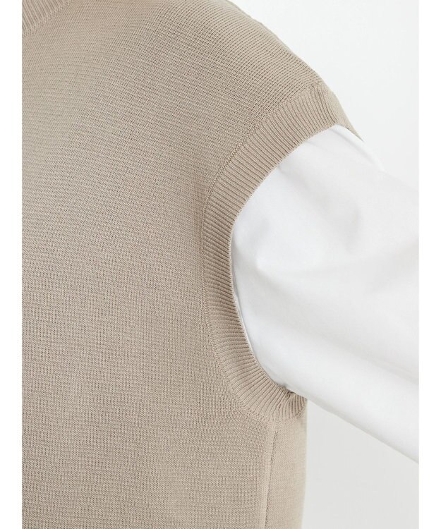 CRAFT STANDARD BOUTIQUE 【洗える】ニットベスト+シャツワンピースSET-B Gray Beige