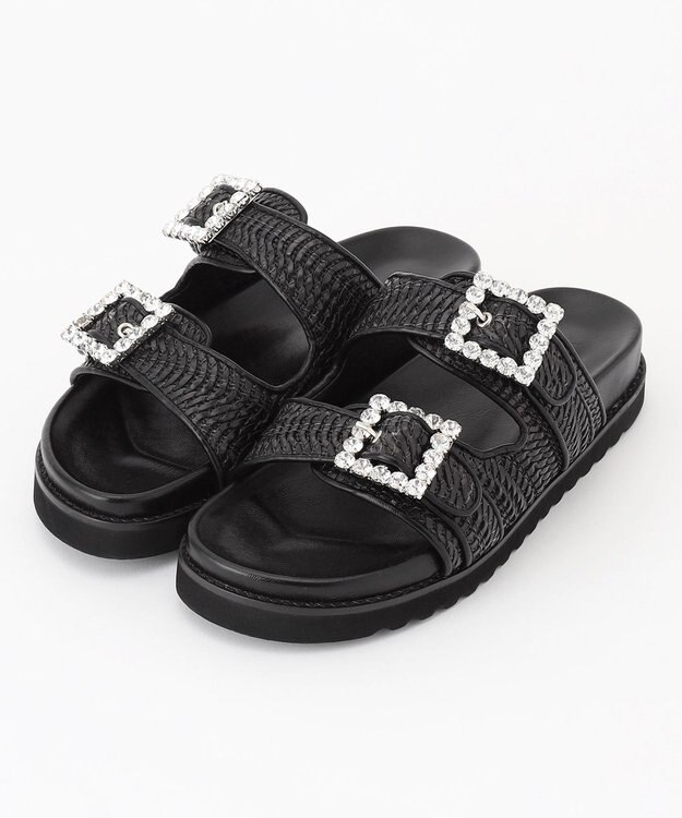 組曲 バックルプラットフォームサンダル ブラック系