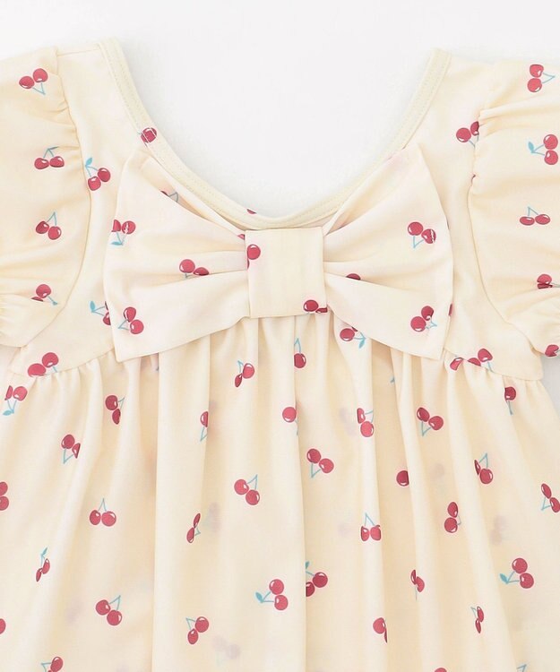 ANY KIDS 総柄 セパレート水着 エクリュ×ピンク（サクランボ）