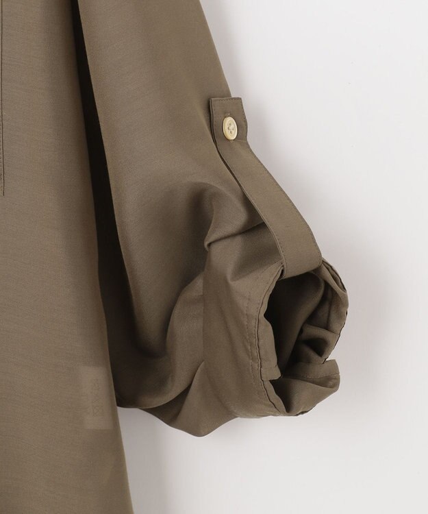 自由区 【洗える/シワになりにくい】オープンカラー シアーブラウス ブラウン系