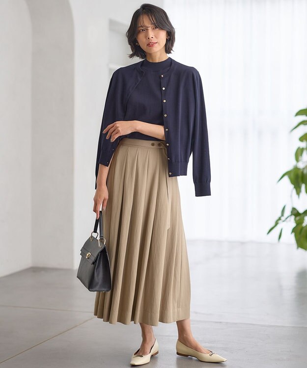 23区 【Oggi4月号掲載/洗える】ブライトツイル タック スカート ブラウン系