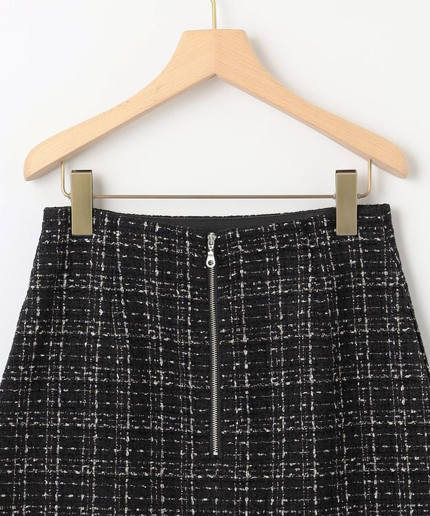 組曲 ラメステッチツイード スカート ブラック系