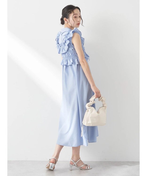 earth music&ecology ＳＥＴ２点シャーリングビスチェ×シャツワンピース Sax