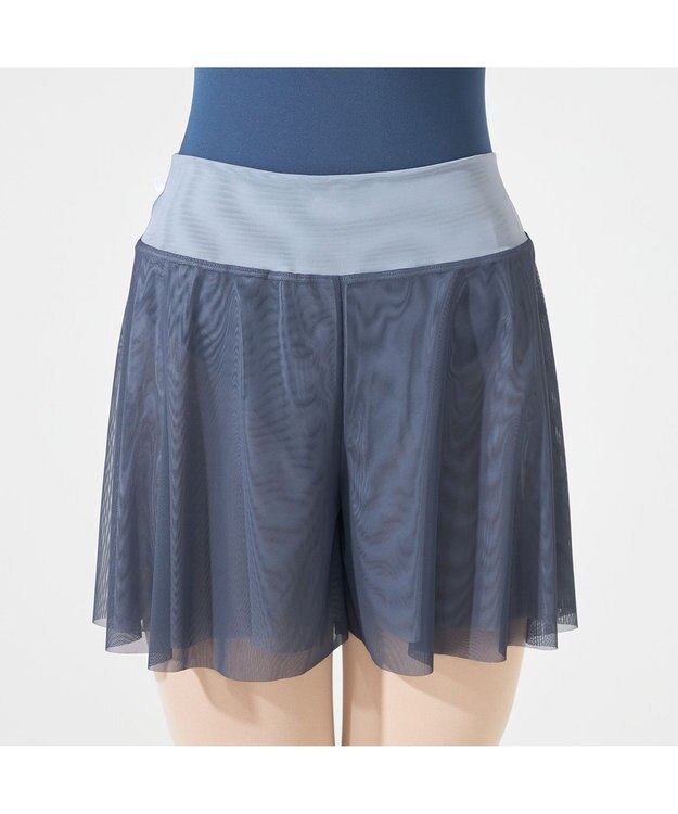 Chacott リバーシブルキュロットスカート サックスブルー