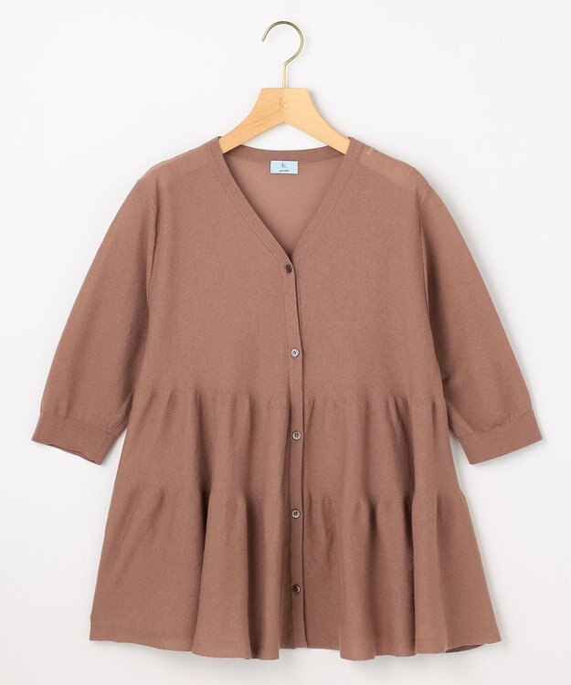 組曲 L 【先行予約】シアーニット　ティアードカーディガン ココア系