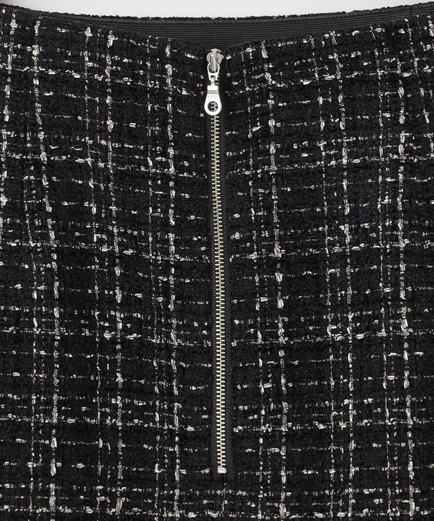 組曲 ラメステッチツイード スカート ブラック系