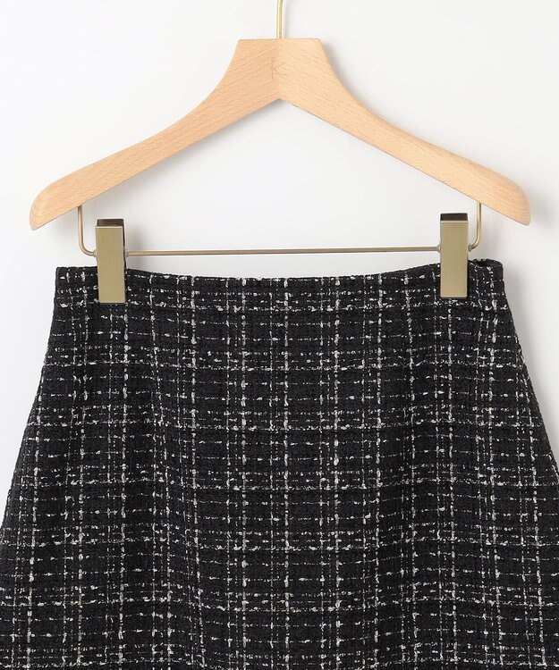 組曲 ラメステッチツイード スカート ブラック系