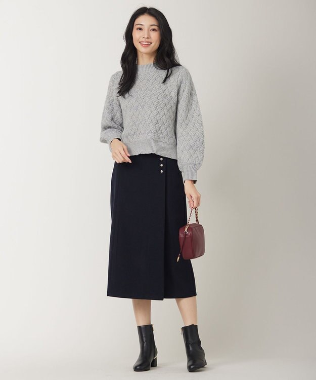 ANY SIS 【洗える】ミックスカラー ニット ライトグレー