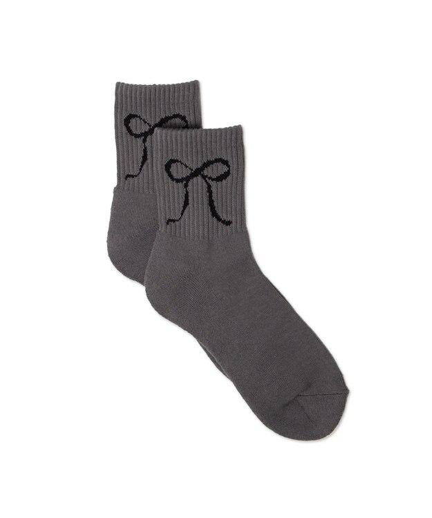 WEGO 底パイルデザインソックス（丈14㎝） ダークグレー