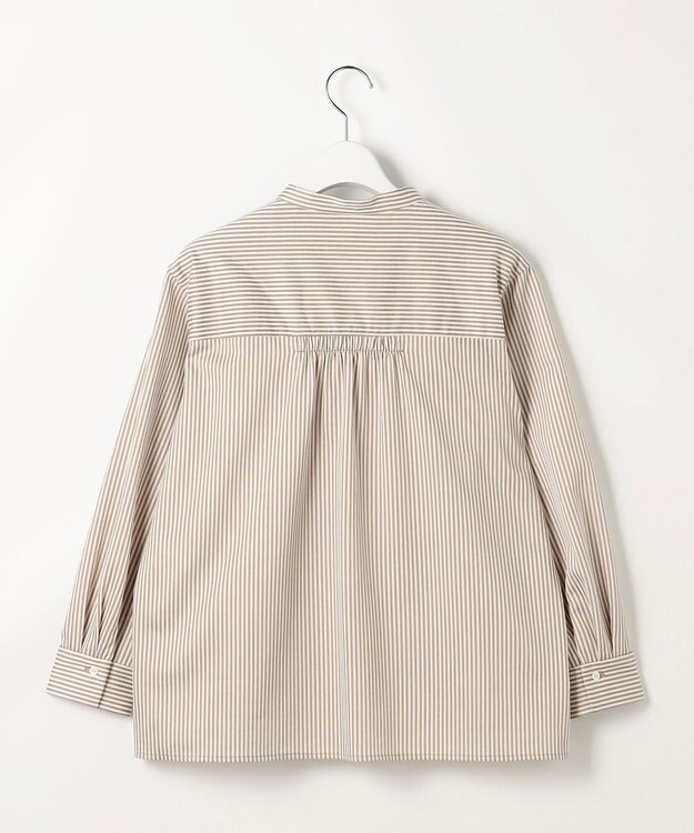 J.PRESS LADIES ストライプジャガード バンドカラー カットソー キャメルストライプ系