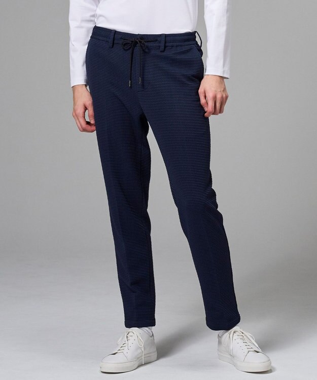 JOSEPH HOMME 【オリジナル素材 /ウエストゴム仕様】ライトタックジャージー  ドロスト付テーパードパンツ / PEGG CONVERTIBLE ネイビー系