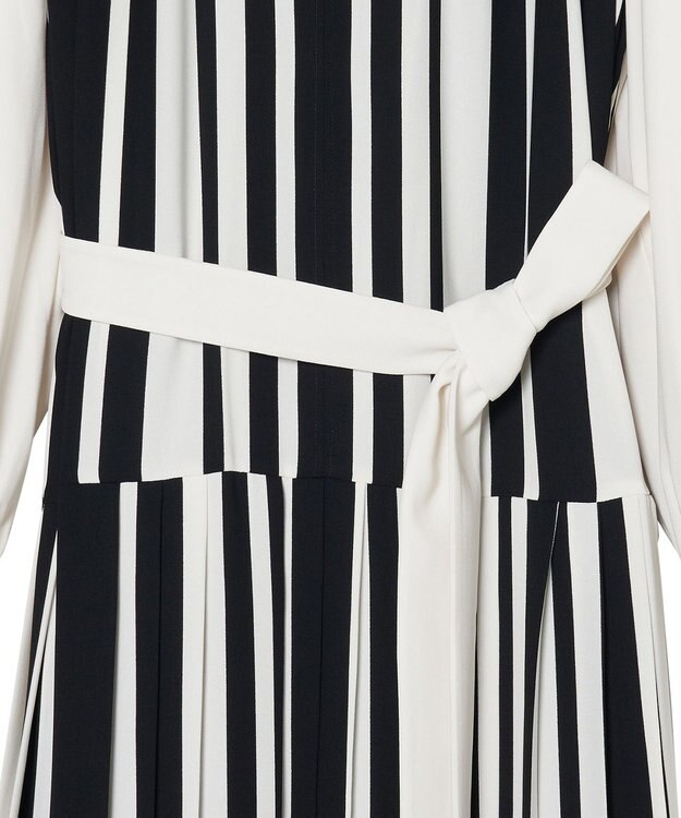 JOSEPH ストライプクレープ　プリーツドレス Ivory/Black