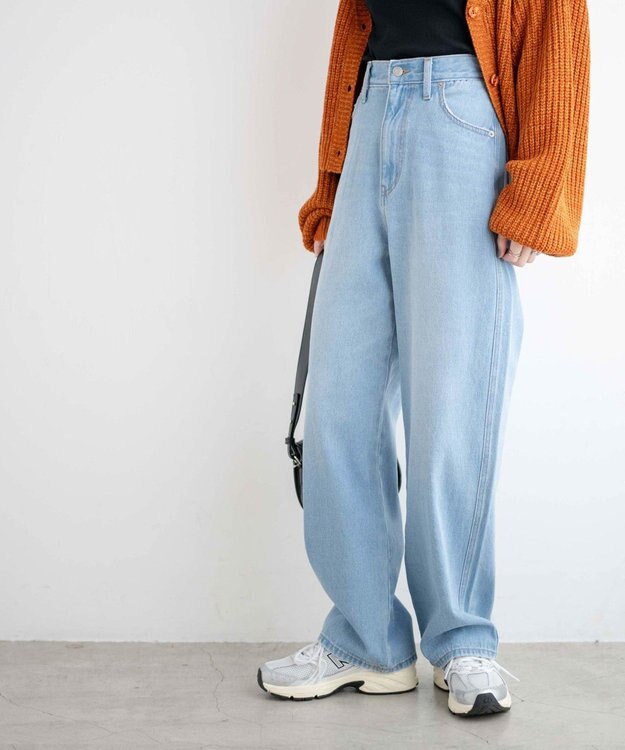 WEGO ルーズストレートデニムパンツ デニム淡色