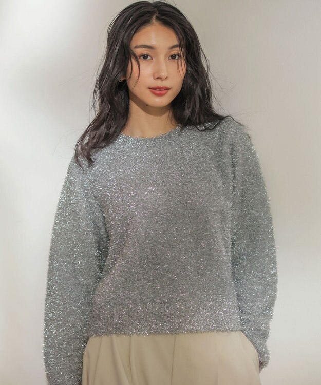 組曲 ラメシャギーニット シルバー系