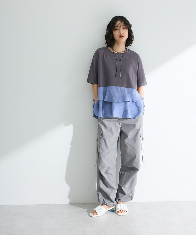 Green Parks サテンティアードドッキングプルオーバー Charcoal Gray