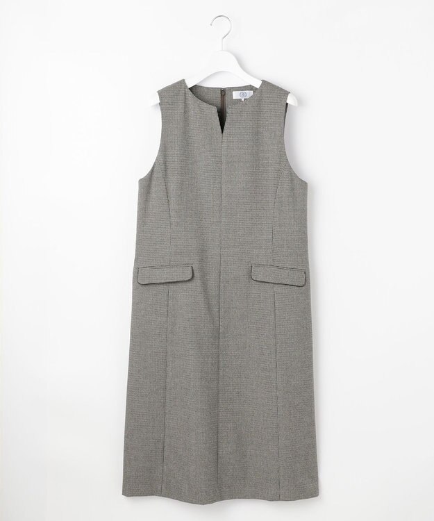 J.PRESS LADIES L Mixツイードチェック ジャンパースカート ライトグレー系3