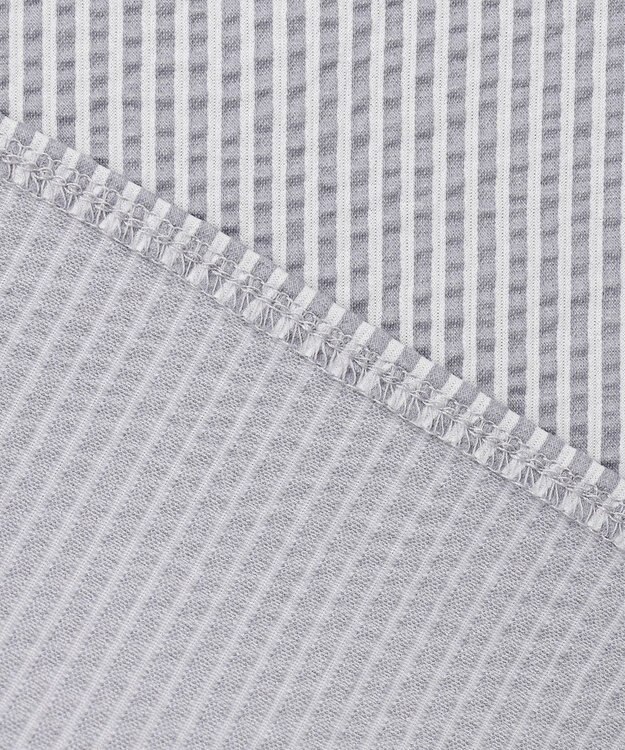 ANY SIS L 【洗える】ランタンスリーブサッカー ブラウス ブルーストライプ