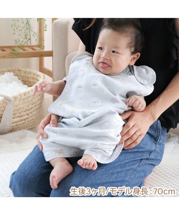 Mother garden しろたん 総柄 スリーパー 四重ガーゼ ベビー おくるみ グレー