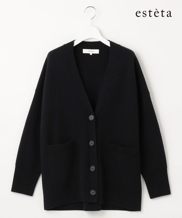 23区 【エステータ】エアリースパンウール カーディガン ブラック系