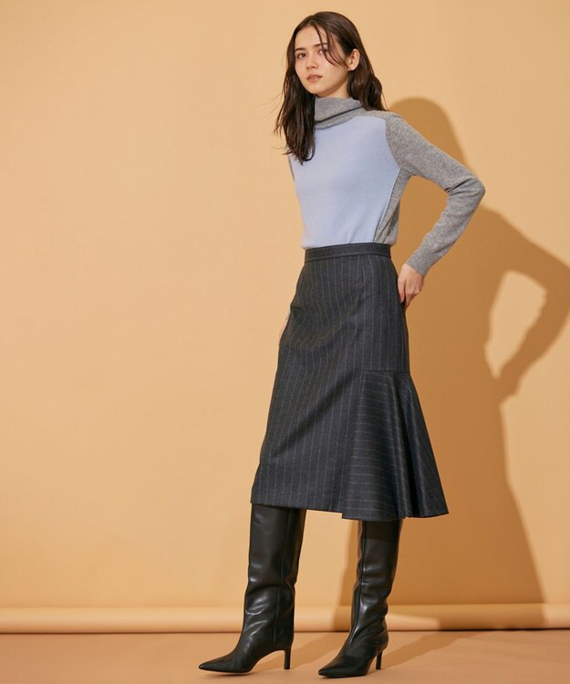 BEIGE， 【WEB限定】ROGAN / タートルネックニット Sax×L Gray