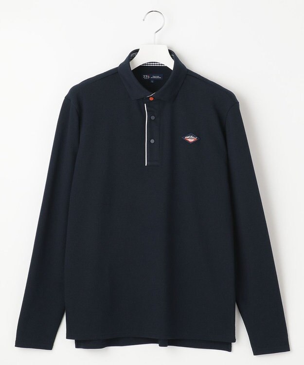 23区GOLF 長く愛せる定番人気！【MEN】【日本製】ハニカムカノコ 長袖ポロシャツ ネイビー系