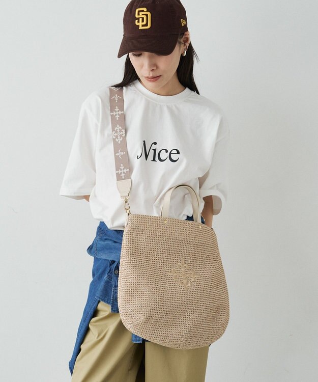 russet スリム2WAYトートバッグ <ナイロンラフィア>(CE-1717-WEB) Ivory