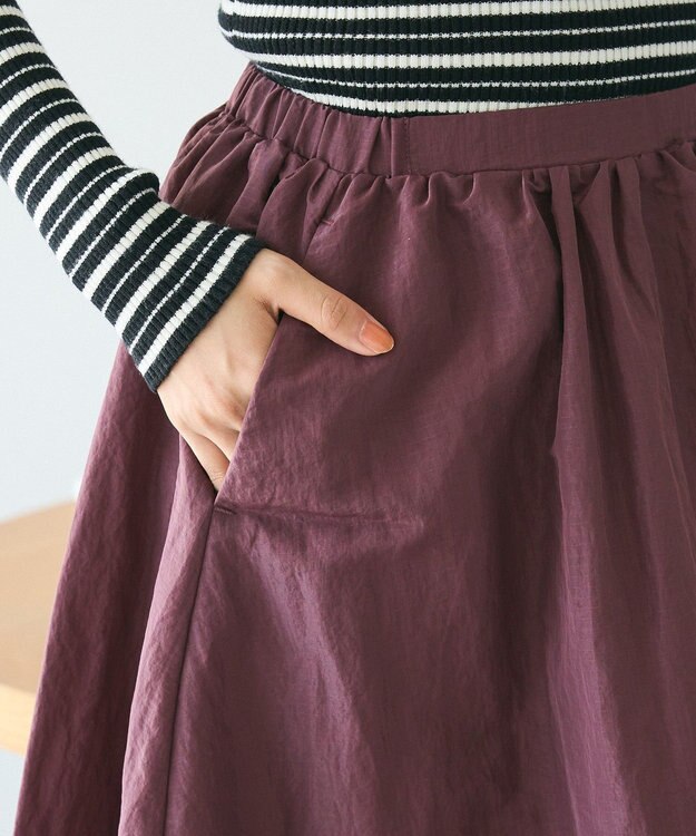 CRAFT STANDARD BOUTIQUE ナイロンワークギャザースカート Bordeaux