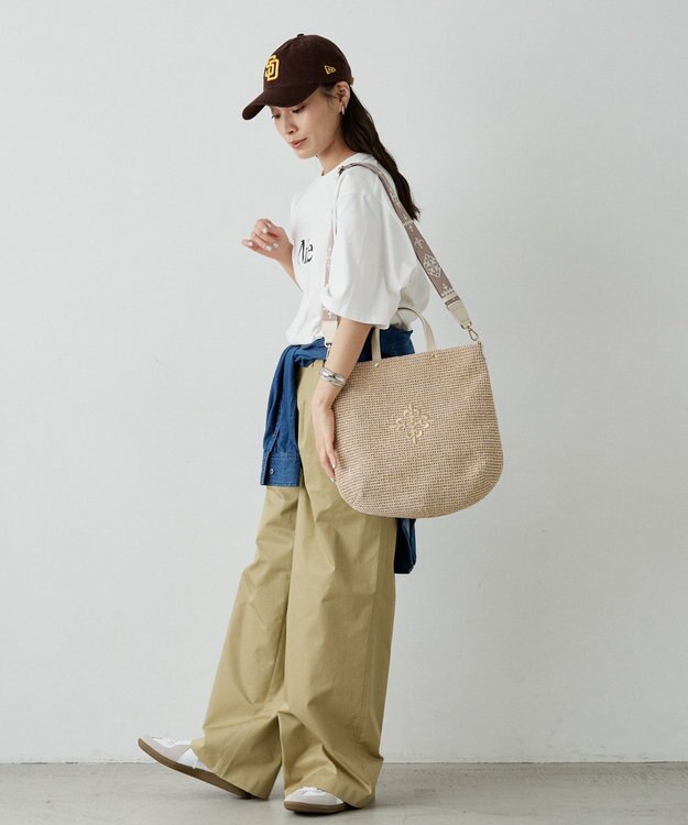 russet スリム2WAYトートバッグ <ナイロンラフィア>(CE-1717-WEB) Ivory