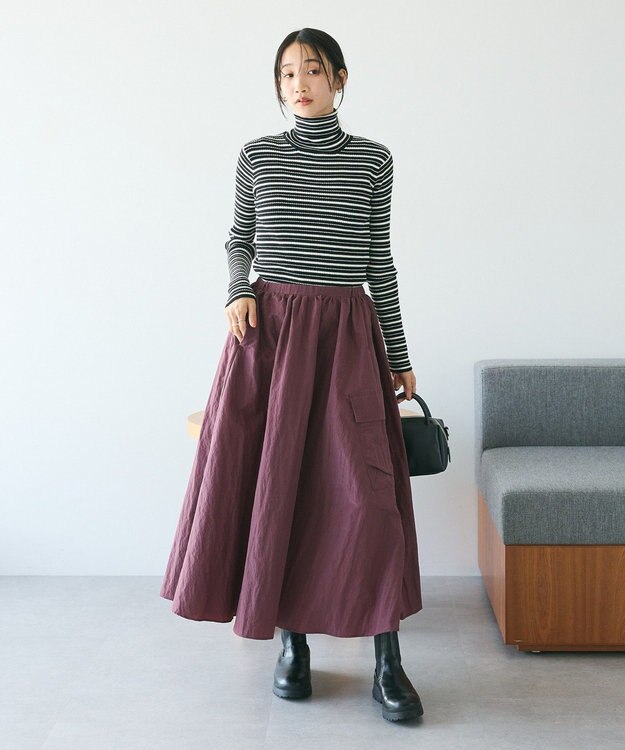 CRAFT STANDARD BOUTIQUE ナイロンワークギャザースカート Bordeaux