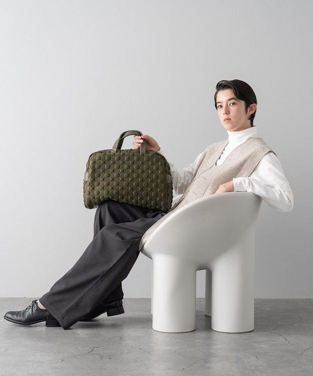 MIYABIYA 【撥水加工】La quoh with kirakaracho 南蛮七宝エンボスボンディング ボストン 鶯(カーキ)