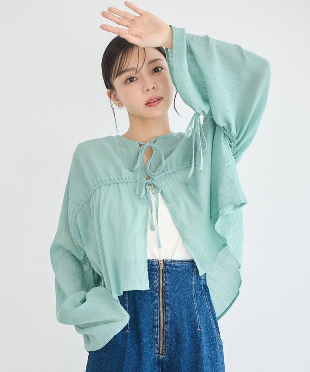 earth music&ecology ワッシャードロスト羽織りシャツ Mint