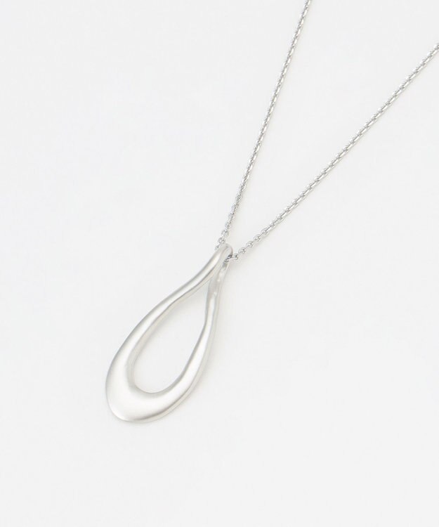 J.PRESS LADIES オーバルドロップ ネックレス シルバー系