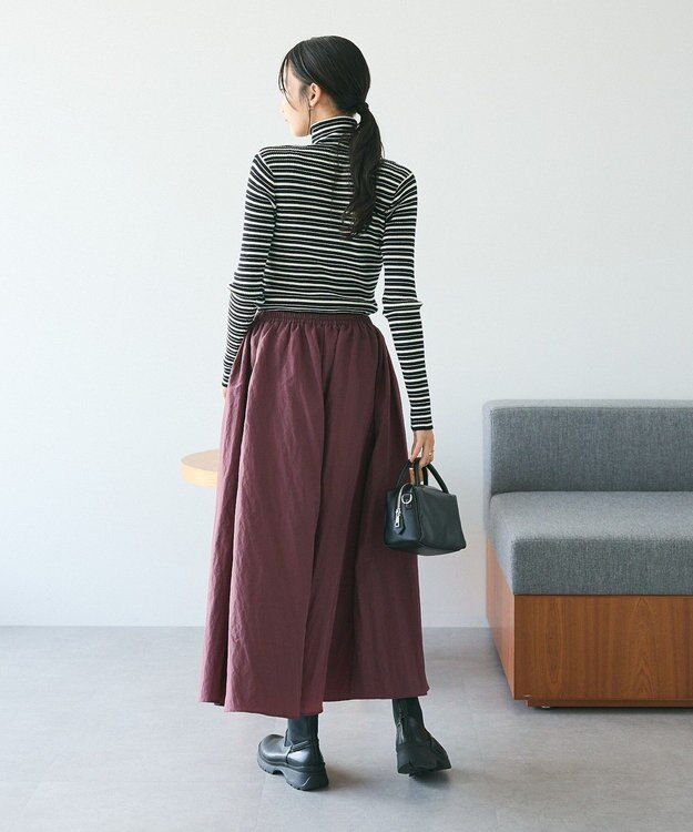 CRAFT STANDARD BOUTIQUE ナイロンワークギャザースカート Bordeaux