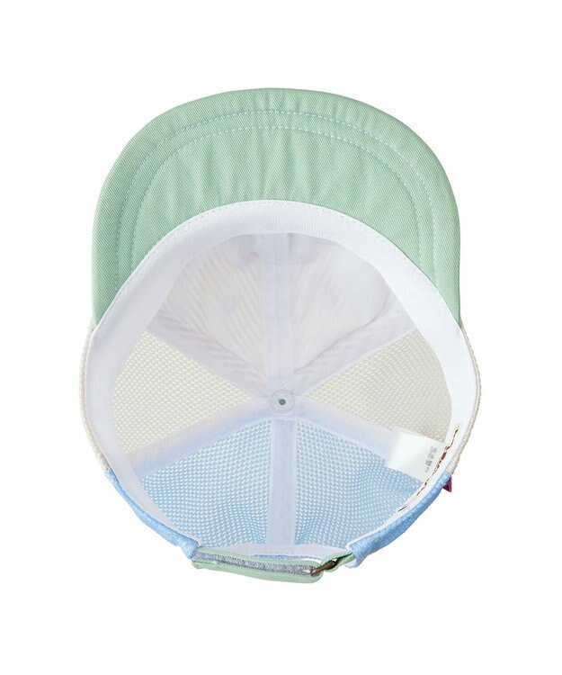 MIKI HOUSE HOT BISCUITS 【44-54cm】 ストライプ ロゴメッシュキャップ ベージュ