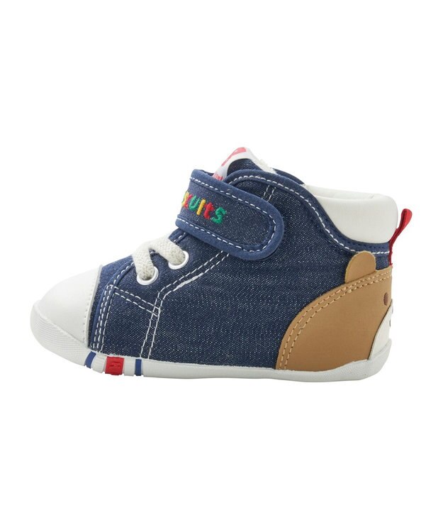 MIKI HOUSE HOT BISCUITS 【11.5-13.5cm】 かかと顔ドン デニム ファーストベビーシューズ 紺