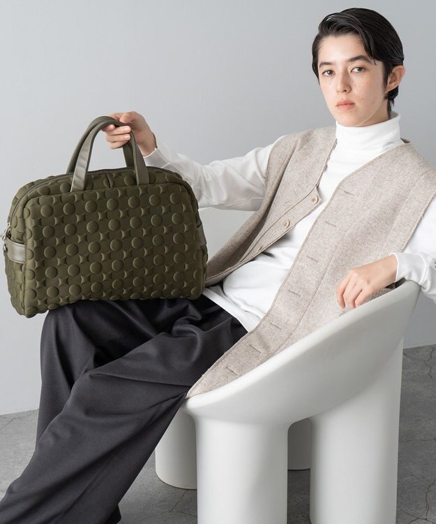 MIYABIYA 【撥水加工】La quoh with kirakaracho 南蛮七宝エンボスボンディング ボストン 鶯(カーキ)