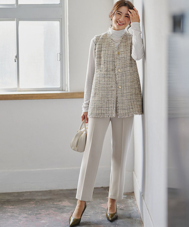 23区 【VERY掲載】GIOLICAツイード フォルム ジレ アイボリーミックス