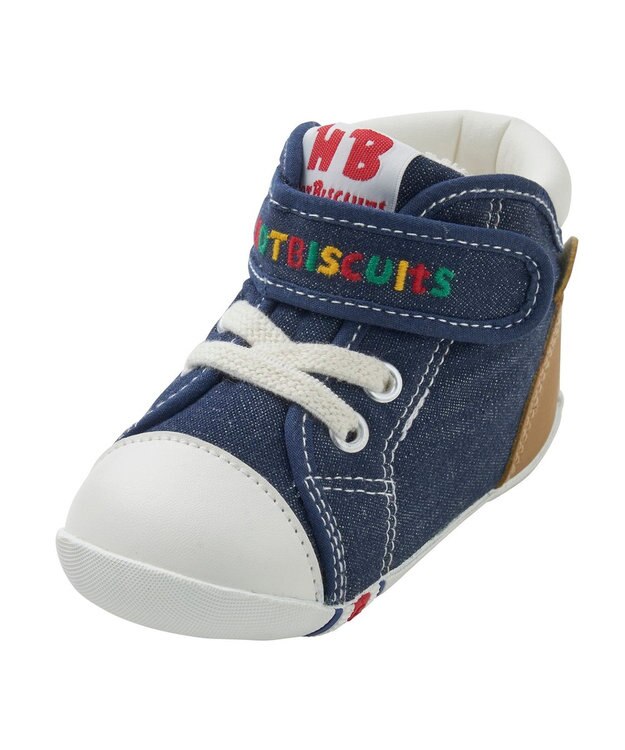 MIKI HOUSE HOT BISCUITS 【11.5-13.5cm】 かかと顔ドン デニム ファーストベビーシューズ 紺