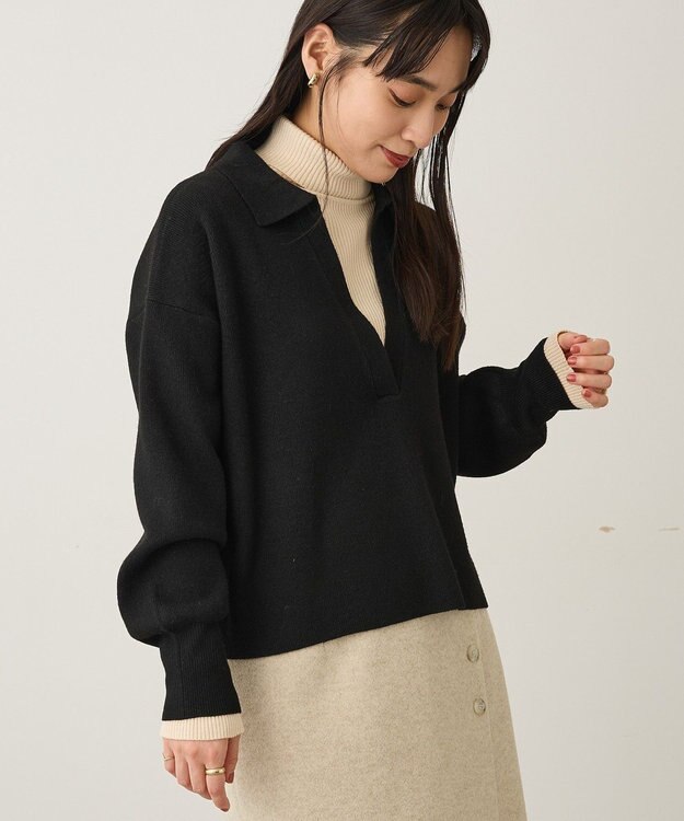 CRAFT STANDARD BOUTIQUE 深Vネックニットプルオーバー Black