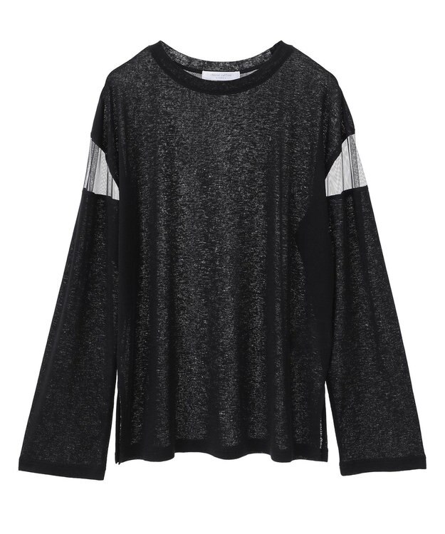 Green Parks シアー切替長袖プルオーバー Black